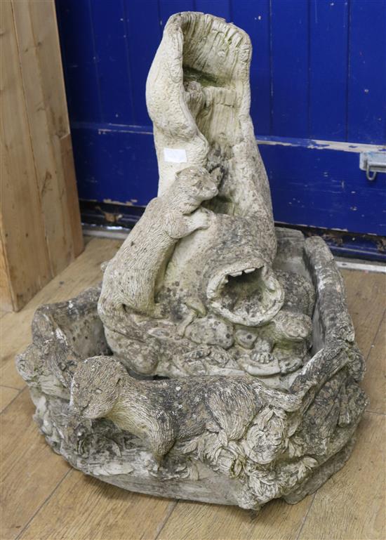 A reconstituted stone garden water feature W.53cm